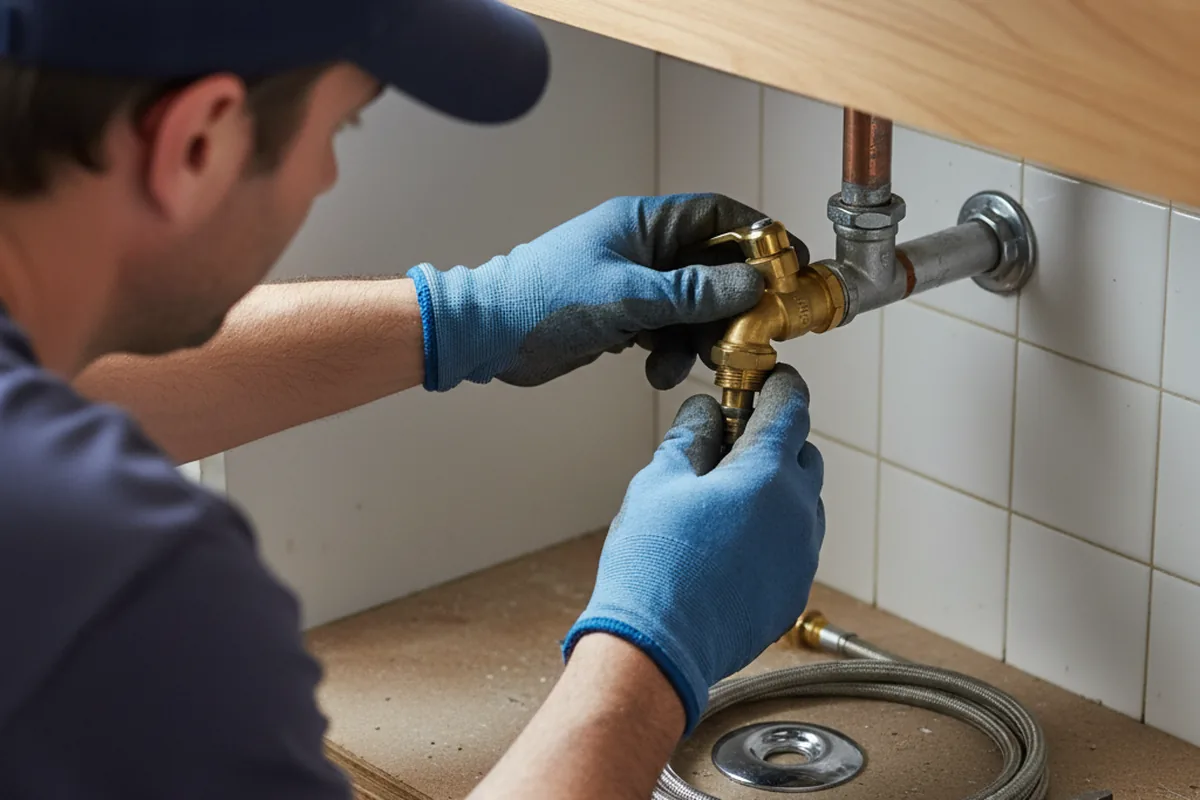 Shutoff valve and fitting work during Faucet and Fixture Repair in Eaton
